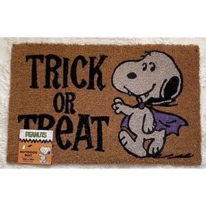 Peanuts Snoopy Halloween Vampire Trick Or Treat Outdoor Coir Door Mat 18 X 28”